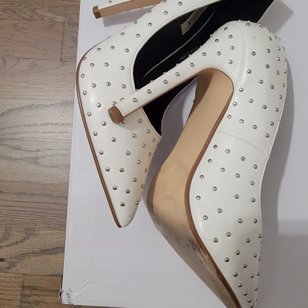 Cape Robbin White Studded Women's Heels - Picture 3 of 4